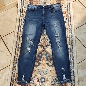 Resfeber Tattered And Distressed Blue Jeans Size 12 Ankle Length VGC